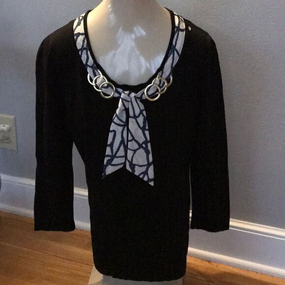 🎊Host pick🎊 august silk blk part silk sweater/collar detail PM - Picture 1 of 3